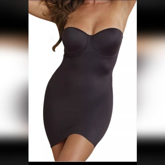 Miraclesuit Strapless Slip Dress Black Size 38B NWT - Picture 2 of 11